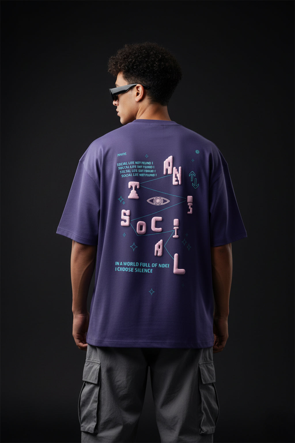 Antisocial Skipper Blue Oversized Puff Printed Exclusive T-shirt