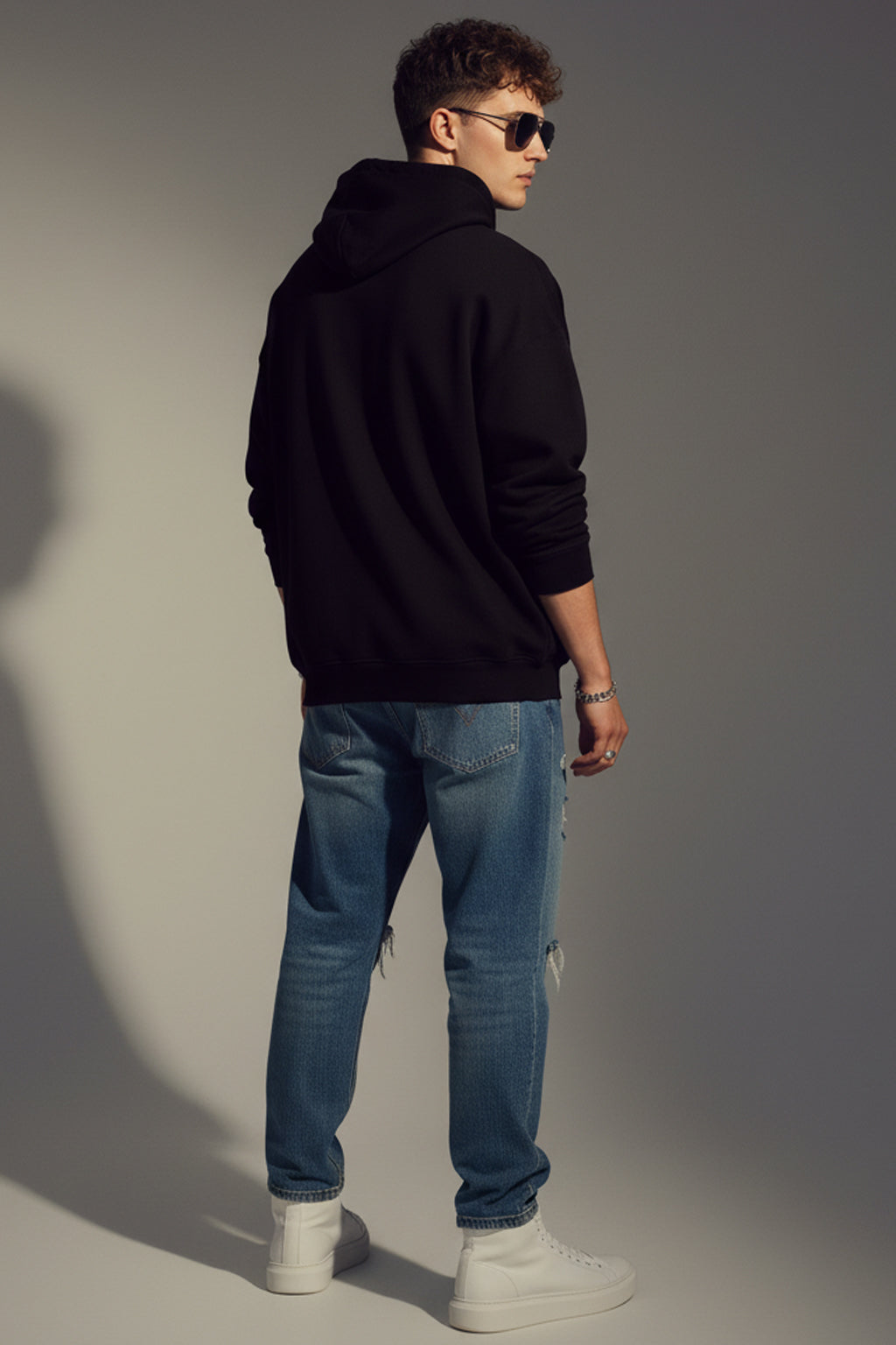 Black Plain Oversized Fit Hoodie