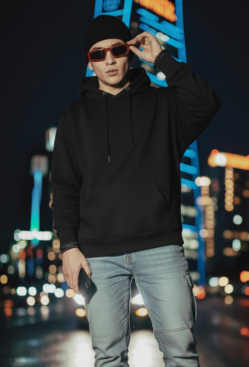 Dark Grey Plain Oversized Fit Hoodie