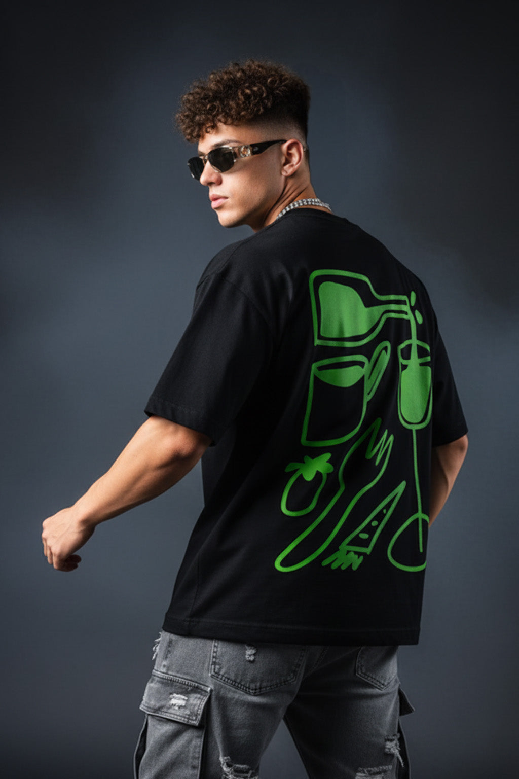 TASTE OF MAGIC Black Back Oversized Graphic Printed T-shirt