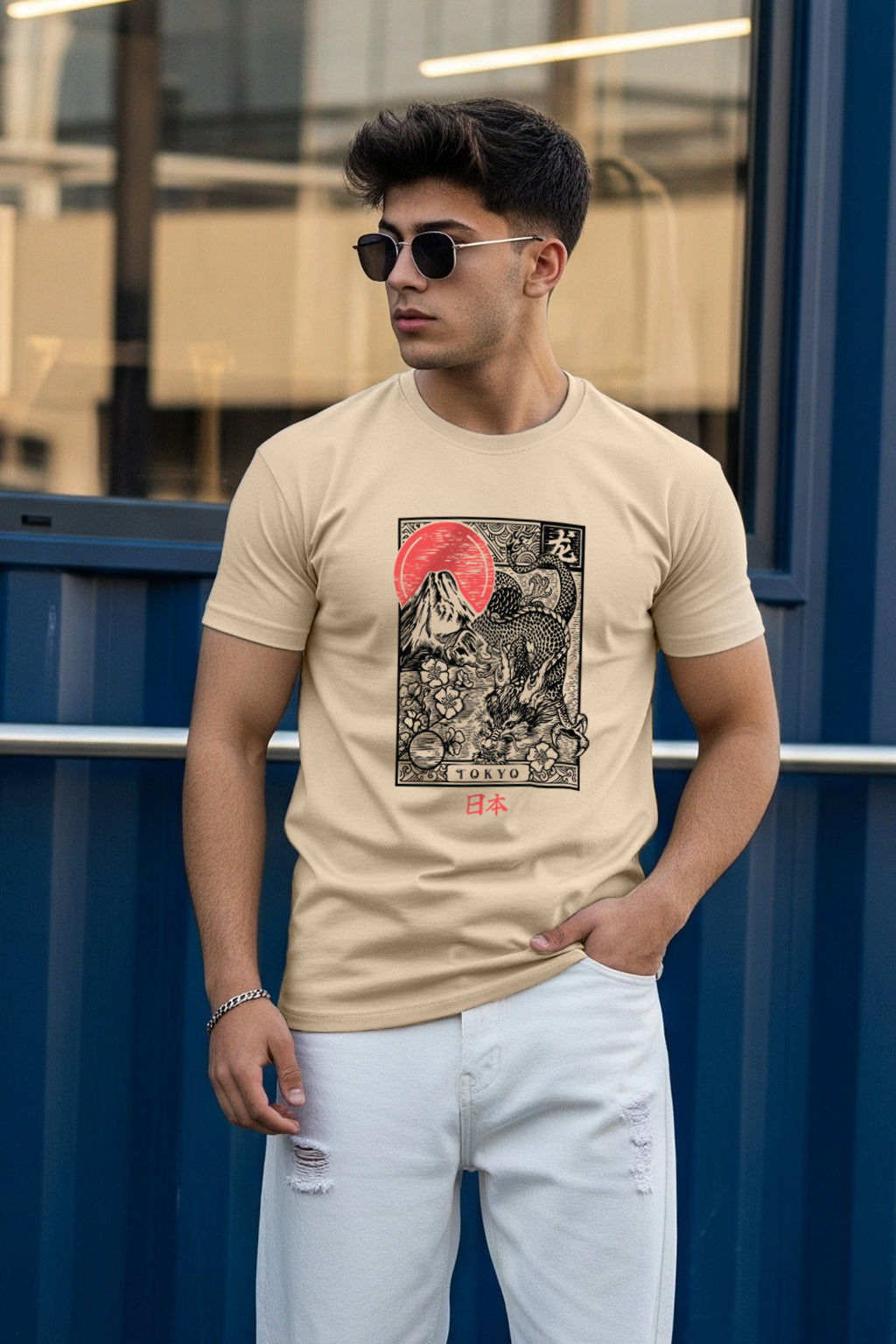 Tokyo Swanwhite Regular Fit Printed T-shirt