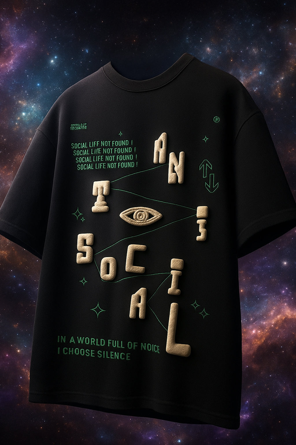 Antisocial Black Oversized Puff Printed Exclusive T-shirt
