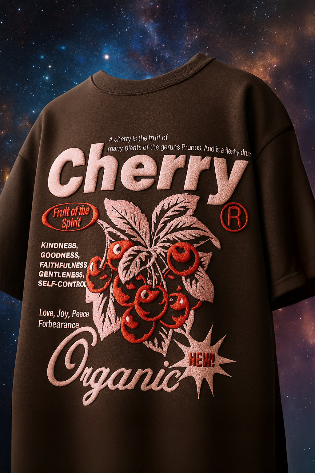 Cherry Brown Oversized Puff Printed Exclusive T-shirt