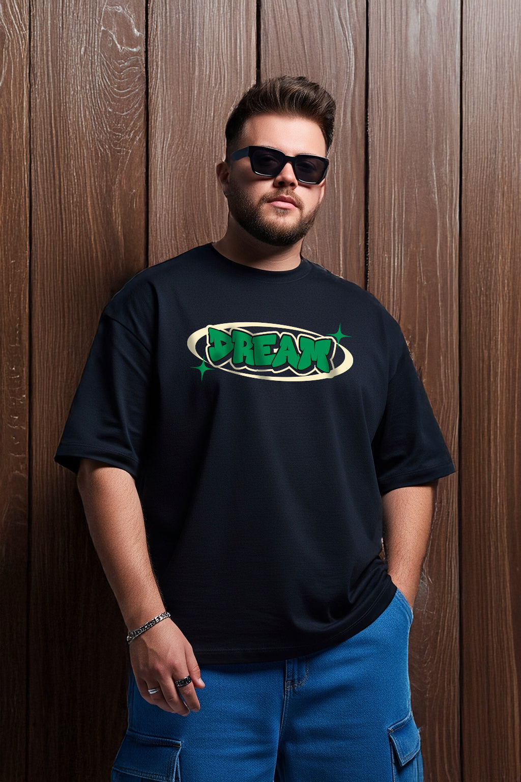 Dream Black Graphic Printed Plus Size T-shirt