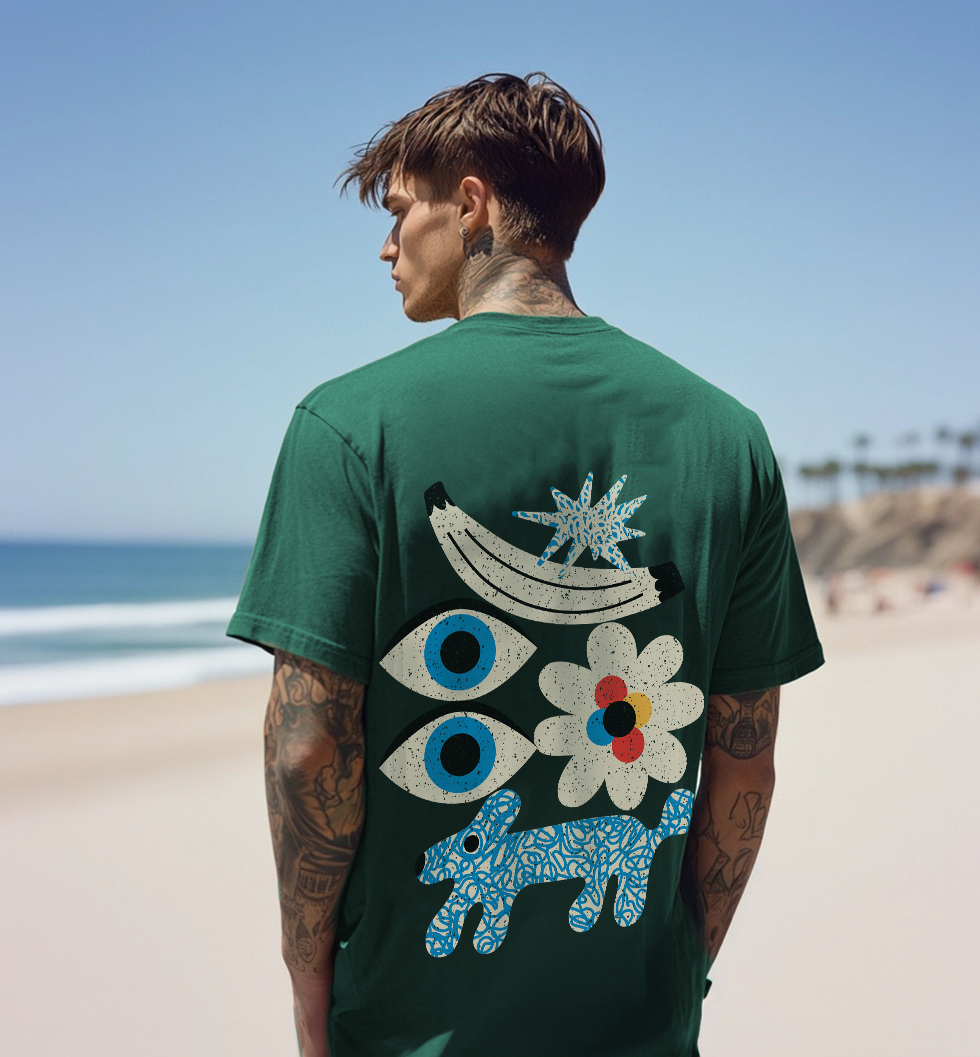 Eye Green Oversized Back Graphic Printed T-shirt