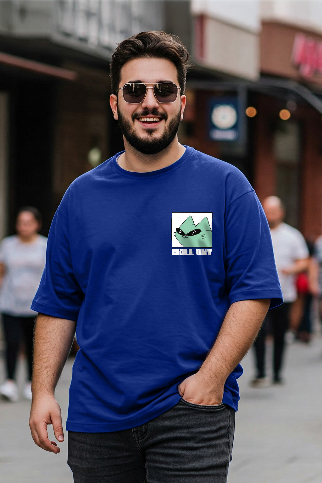 Chillout Blue Graphic Printed Plus Size T-shirt