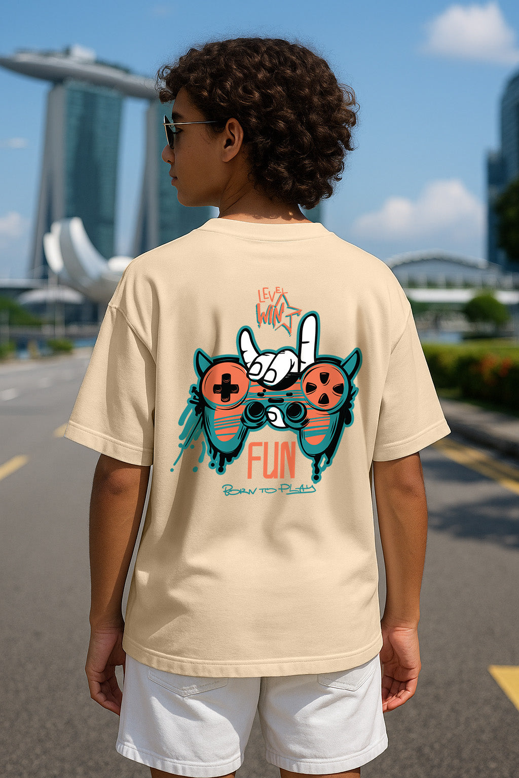 Fun Game Swanwhite Oversized Graphic Printed Boys T-shirt