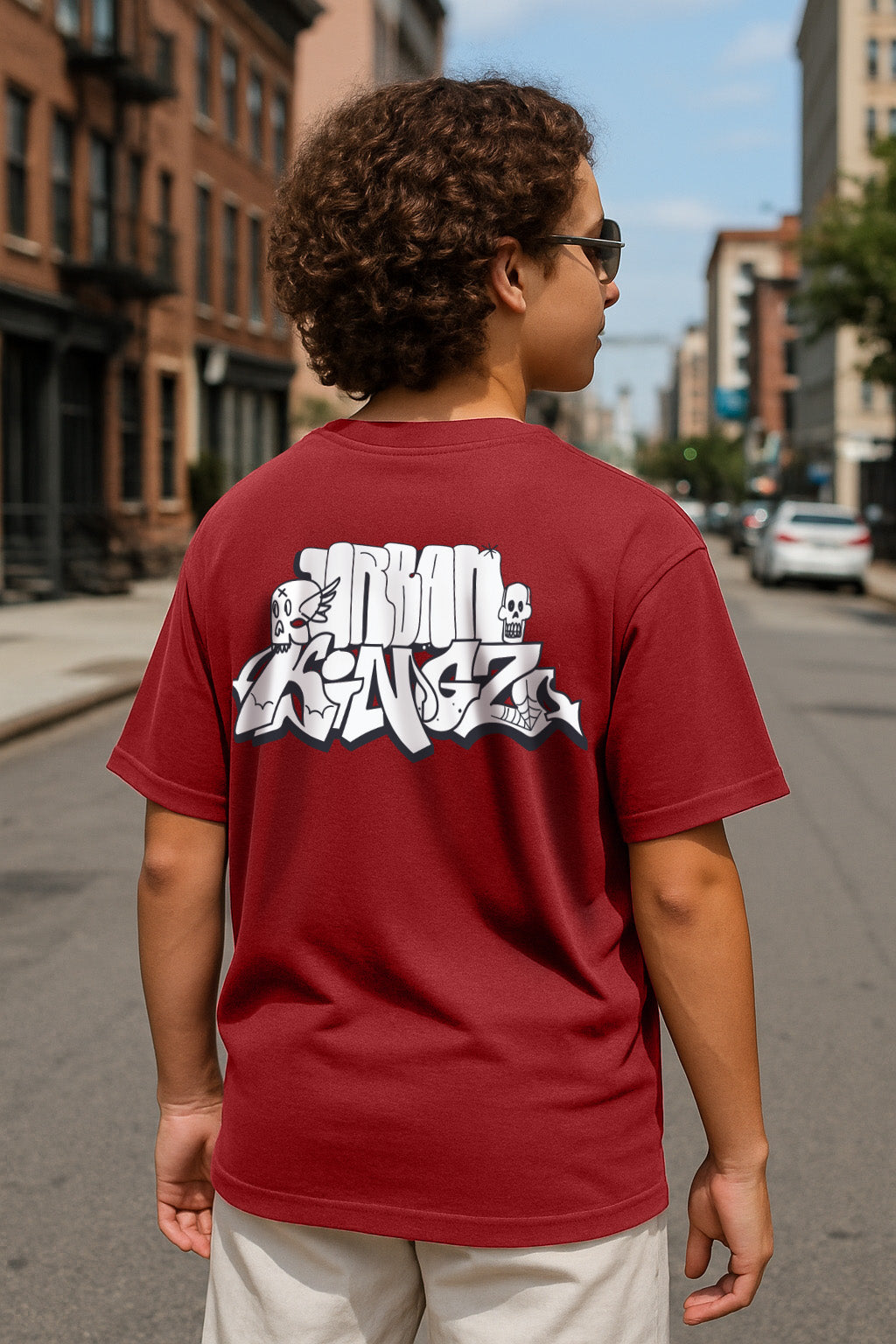 Urban King Red Oversized Graphic Printed Boys T-shirt