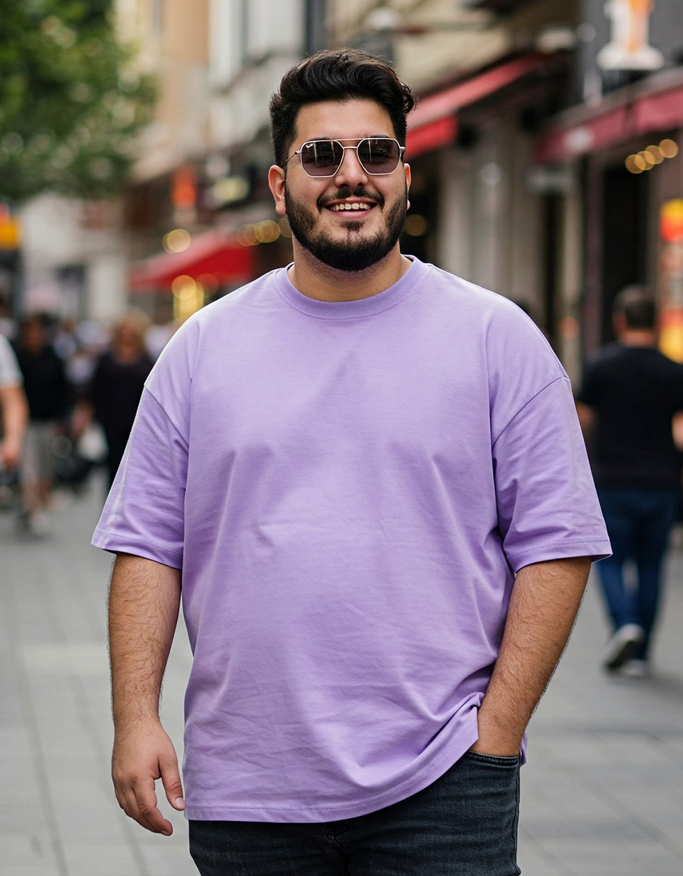 Lilac Plain Plus Size T-shirt