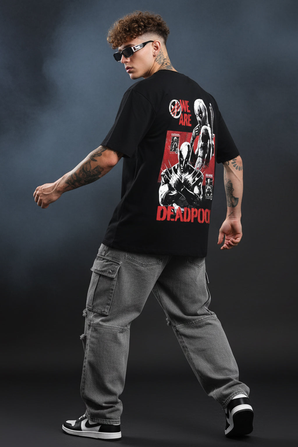 I AM MARVEL JESUS Super Hero Black Oversized Deadpool T-Shirt