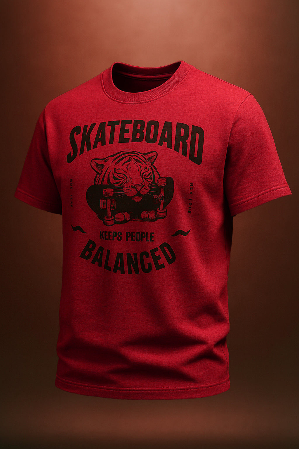 Skateboard Red Regular Fit Printed T-shirt