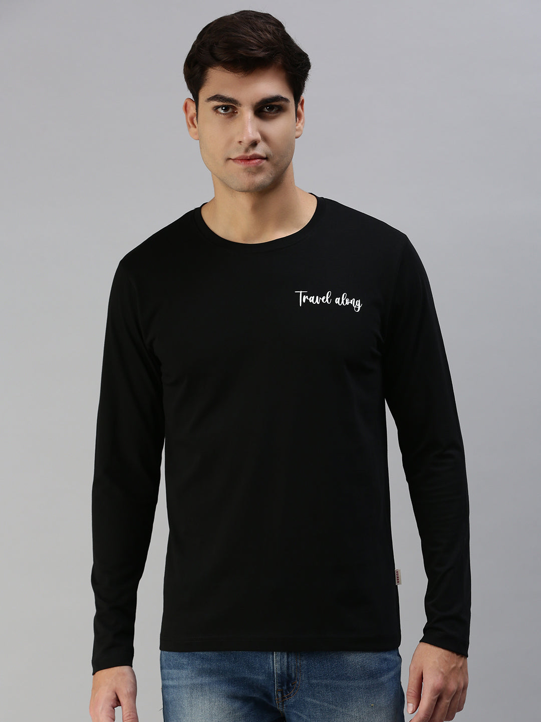Black Full Sleeve Printed T-Shirt Veirdo