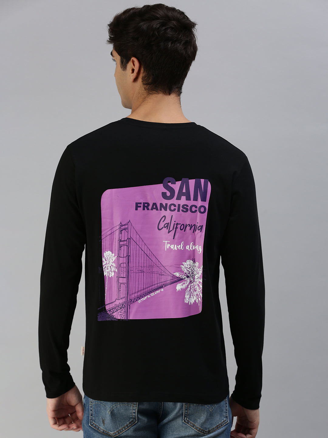 Black Full Sleeve Printed T-Shirt Veirdo