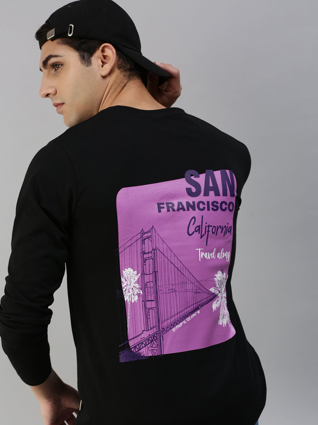 Black Full Sleeve Printed T-Shirt Veirdo