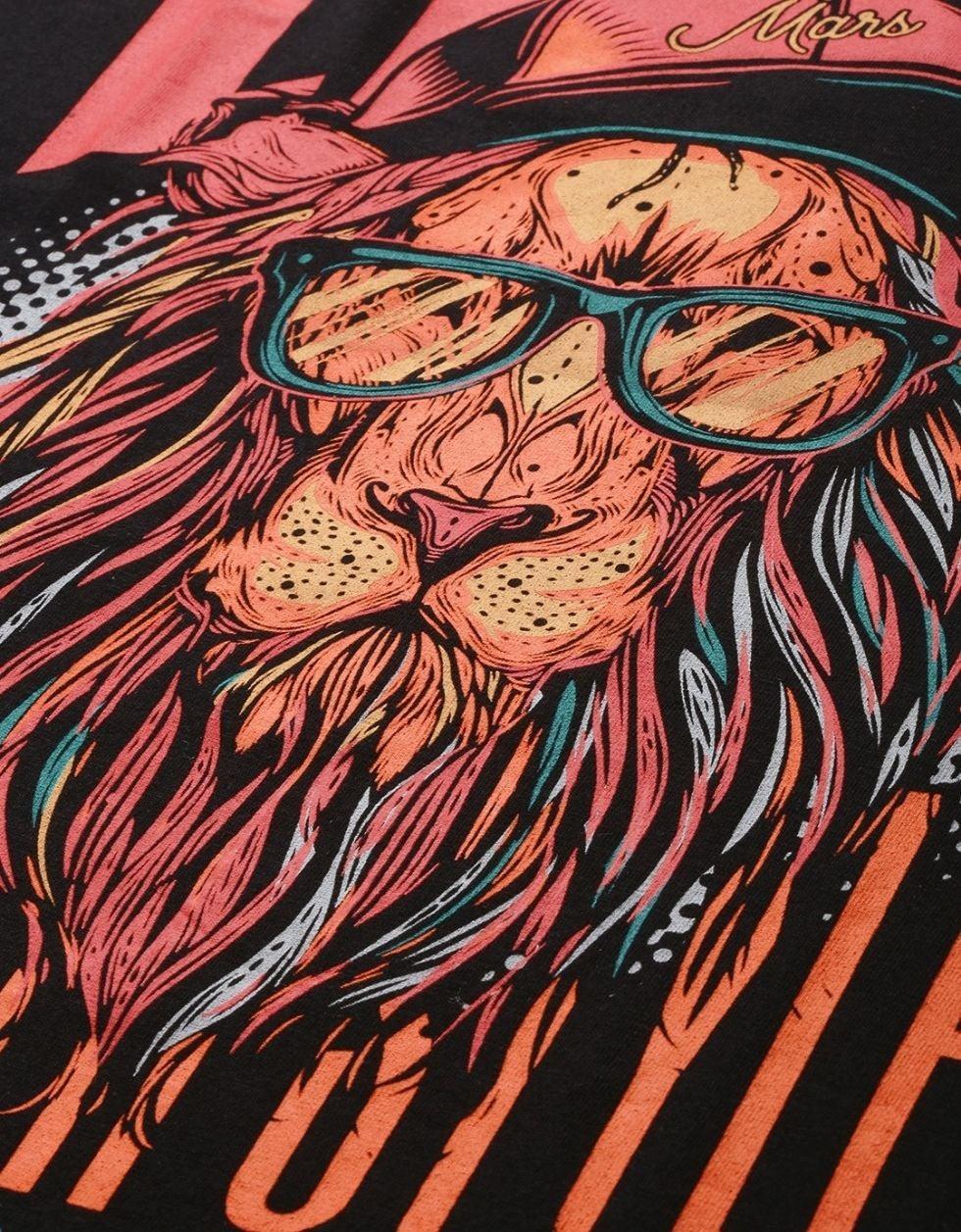Black Lion King Printed Gym Men's Vest Veirdo