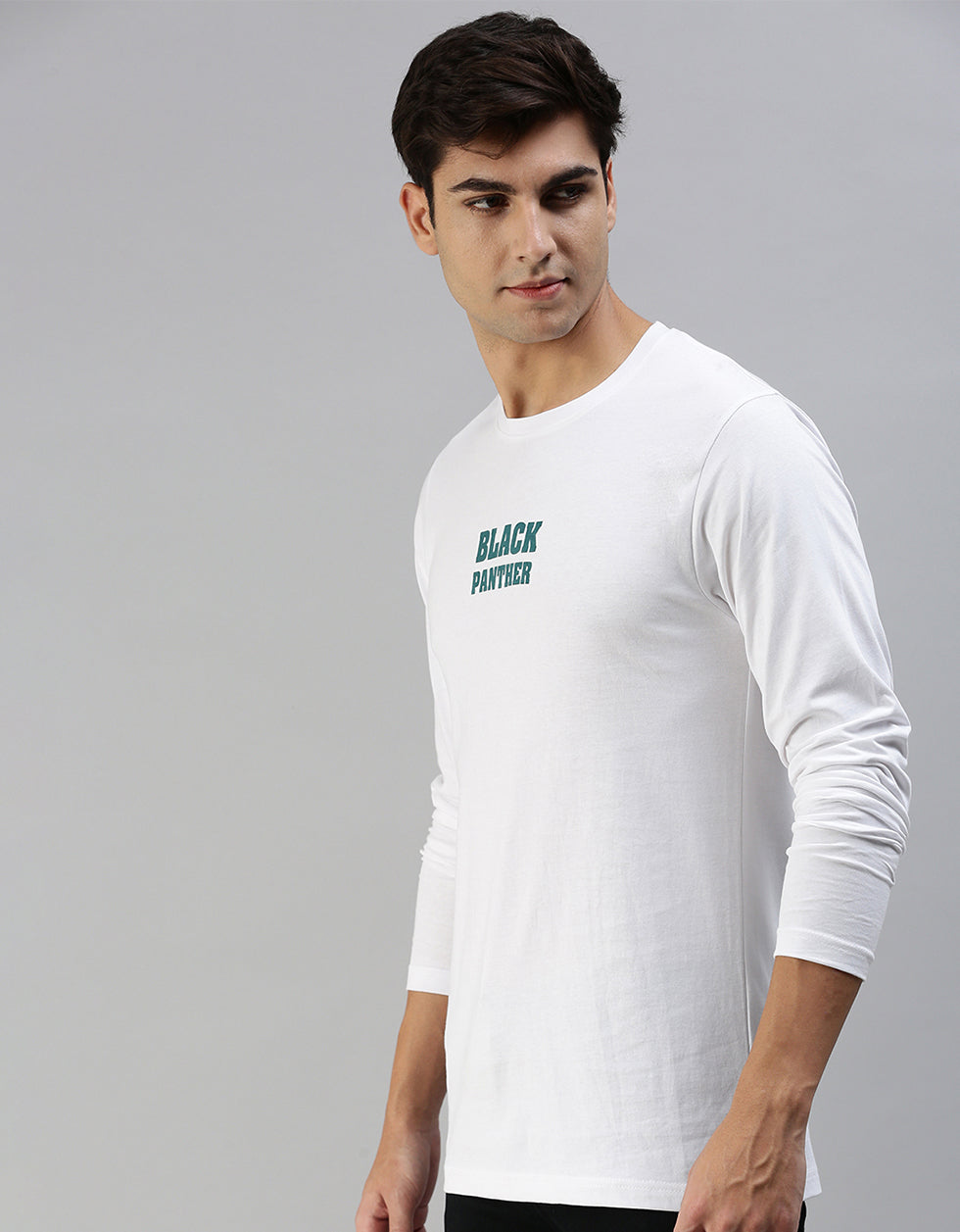 Black Panther Full Sleeve Printed White T-Shirt Veirdo