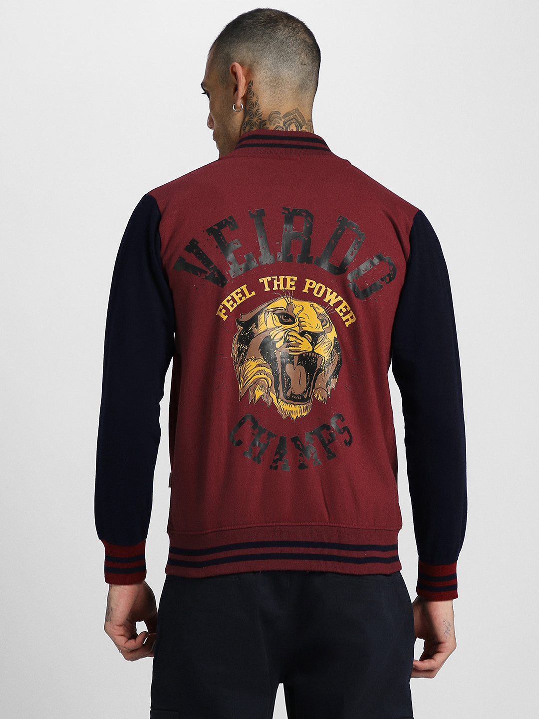 Veirdo Maroon Back Graphic Printed Jacket