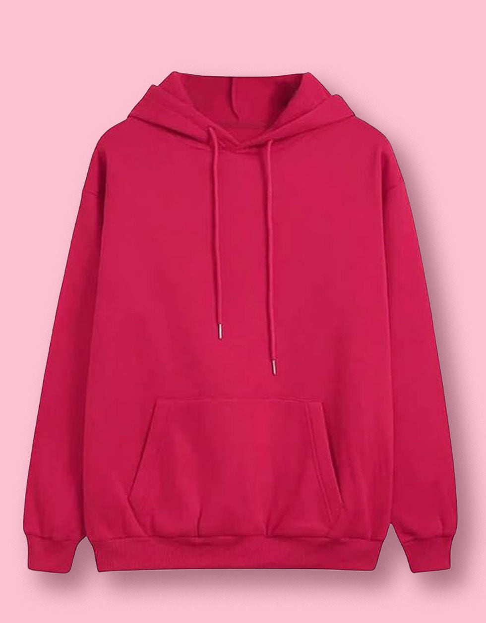 Everyday Magenta Elegance: Men's Solid Fleece Pullover Veirdo