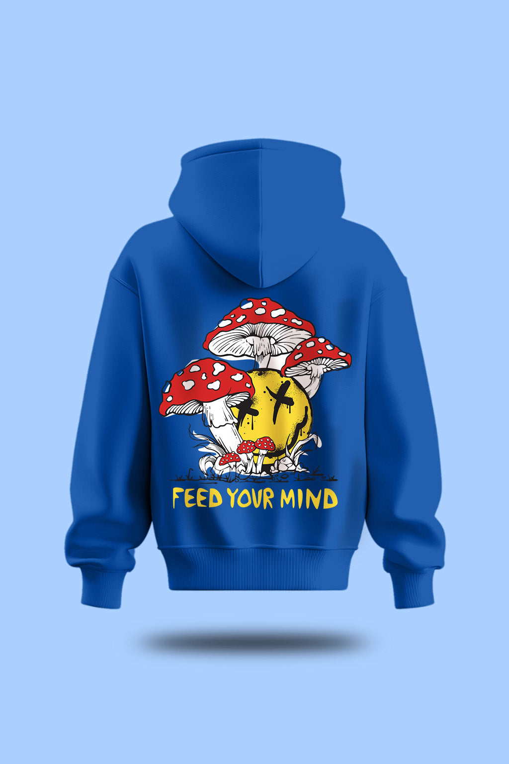 Feed Your Mind Blue Back Graphic Printed Regular Fit Hoodie