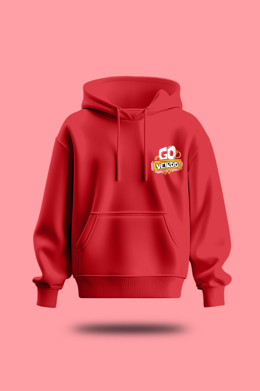 Go Veirdo Magenta Pocket Printed Oversized Hoodie