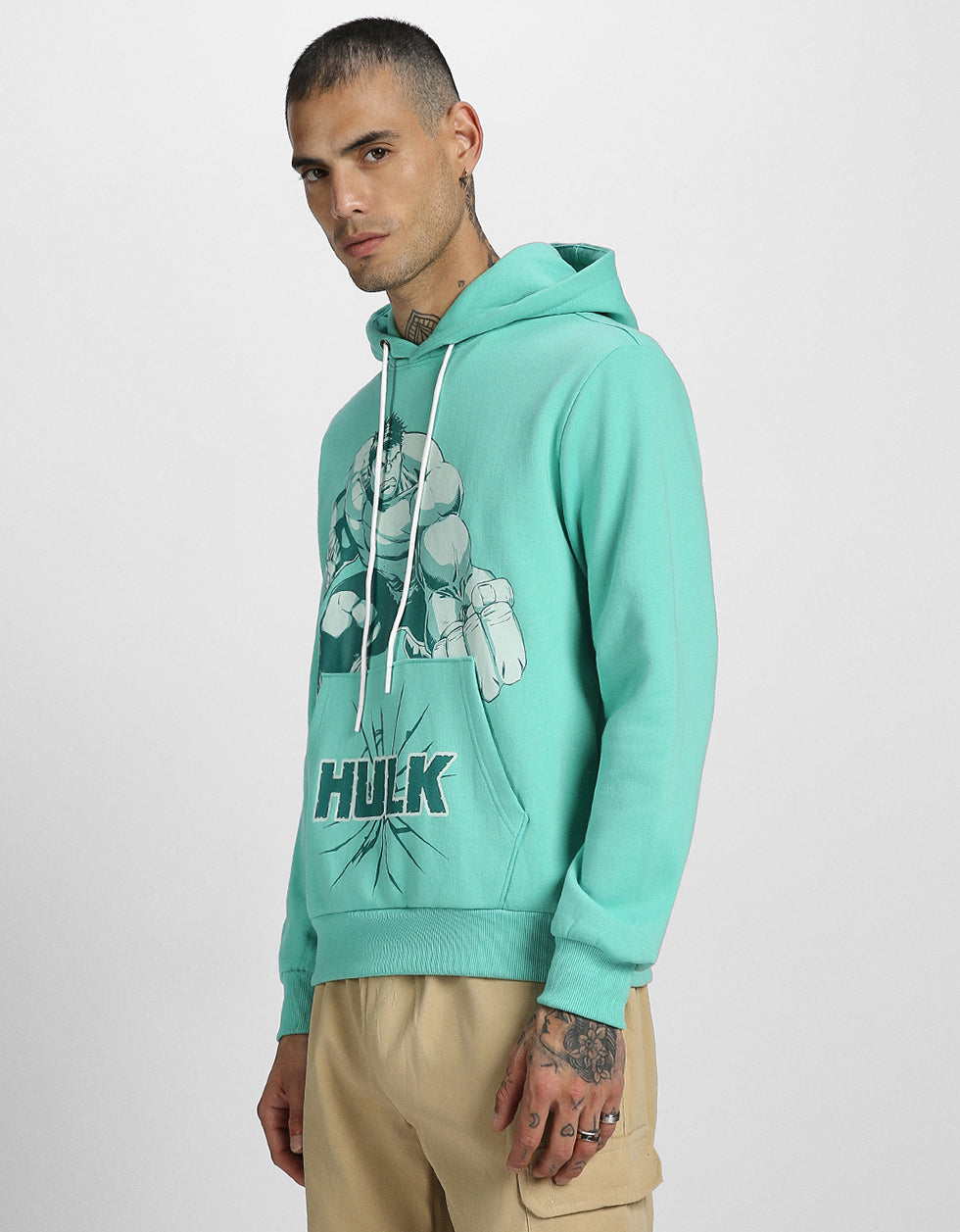 Green Hulk Vibes: Men's Print Hoodie Veirdo
