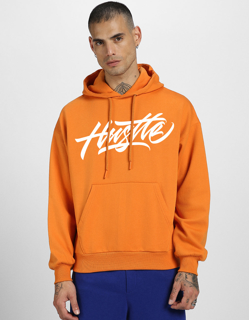 Hustle Mode: Back Print Men's Oversized Hoodie Veirdo
