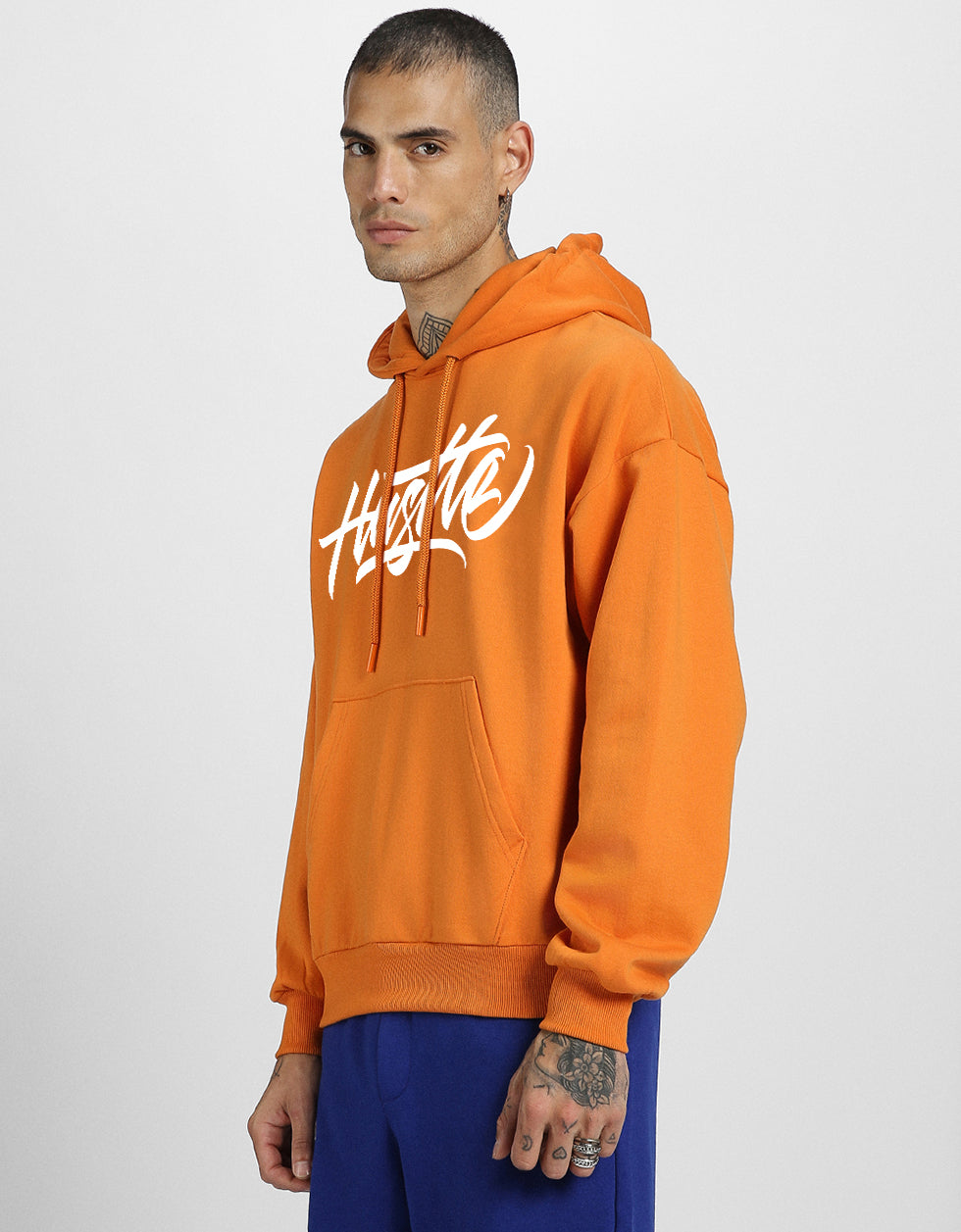 Hustle Mode: Back Print Men's Oversized Hoodie Veirdo
