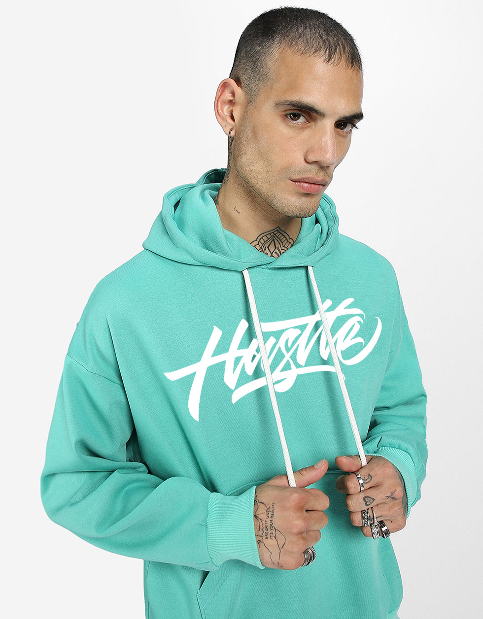 Hustle Mode: Green Print Men's Oversized Hoodie Veirdo