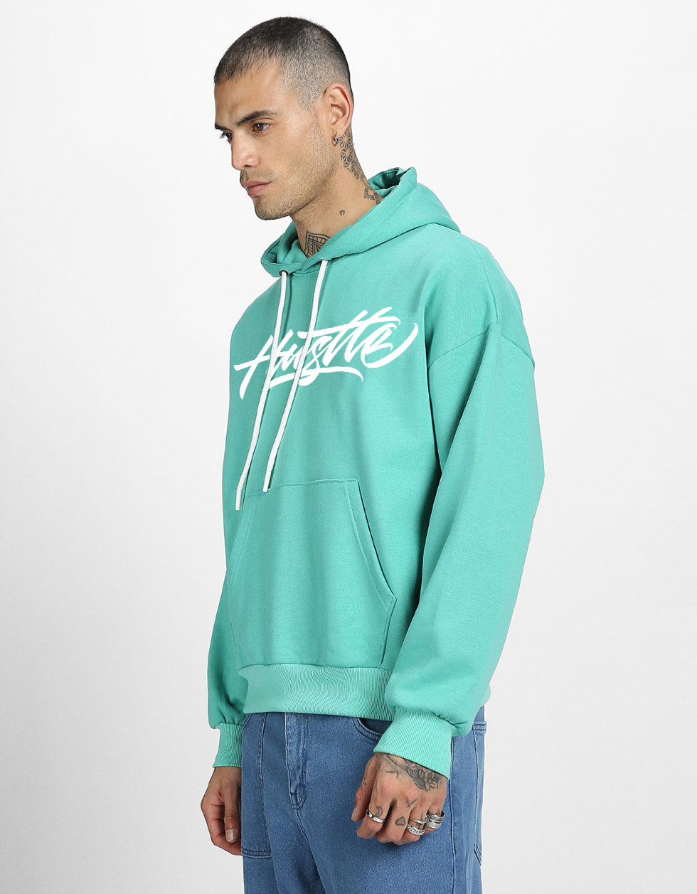 Hustle Mode: Green Print Men's Oversized Hoodie Veirdo