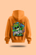 Hustle Orange Oversized Back Graphic Printed Hoodie
