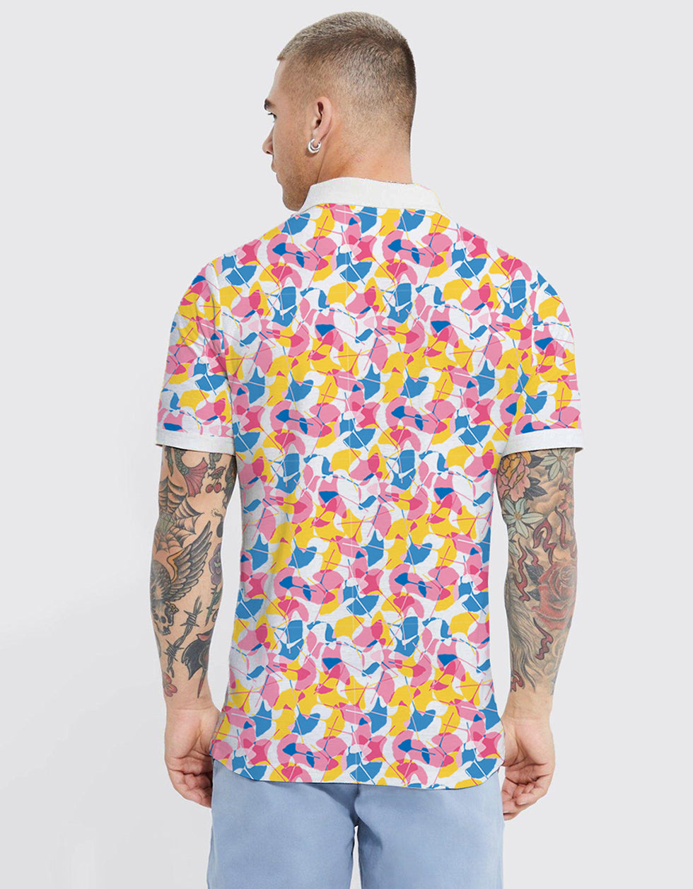 Leaf Printed Polo T-Shirt Veirdo