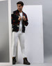 Navy Blue Floral Printed Shacket for Men Veirdo