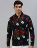 Navy Blue Floral Printed Shacket for Men Veirdo
