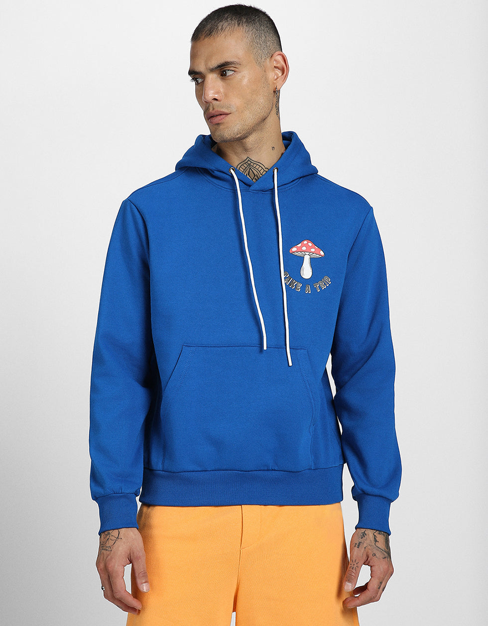 Nourish Your Thoughts: Feed Your Mind Print Blue Men's Hoodie Veirdo
