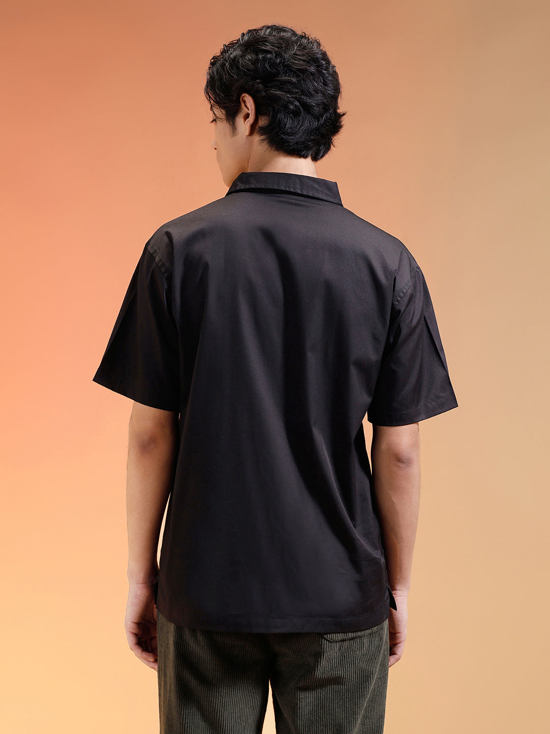 Black Oversized Half Sleeve Dual Pocket Utility Exclusive Shirt
