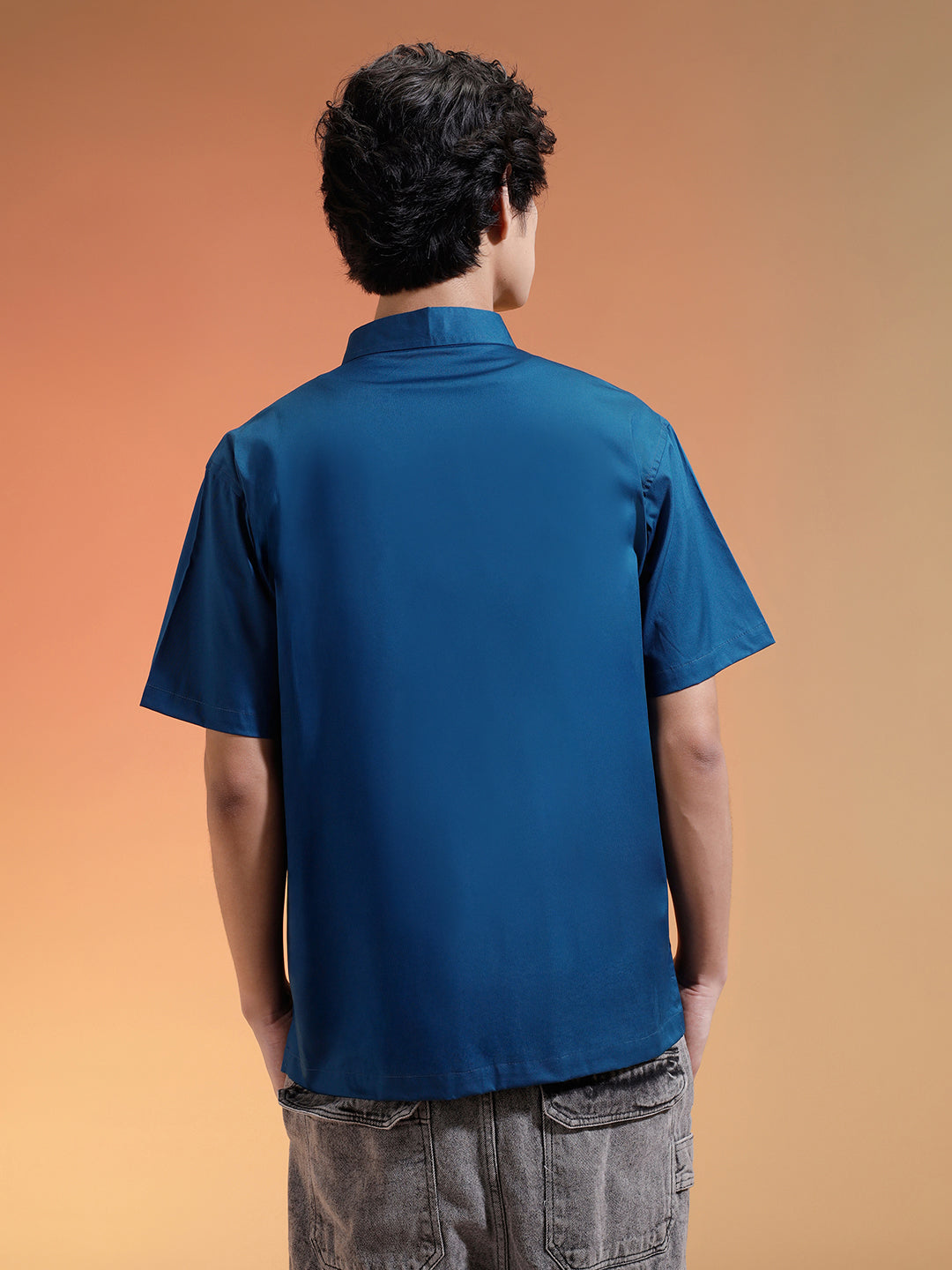 Navy Oversized Half Sleeve Dual Pocket Utility Exclusive Shirt