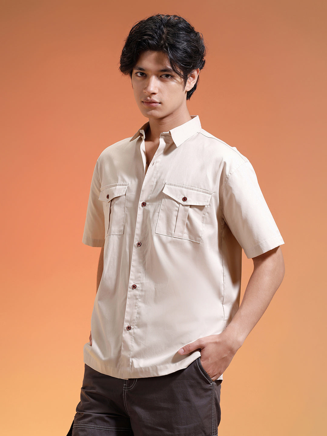 Swanwhite Oversized Half Sleeve Dual Pocket Utility Exclusive Shirt