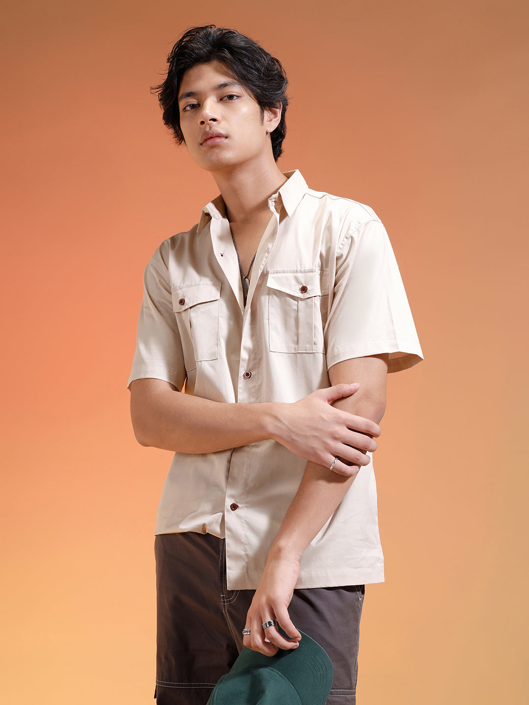 Swanwhite Oversized Half Sleeve Dual Pocket Utility Exclusive Shirt