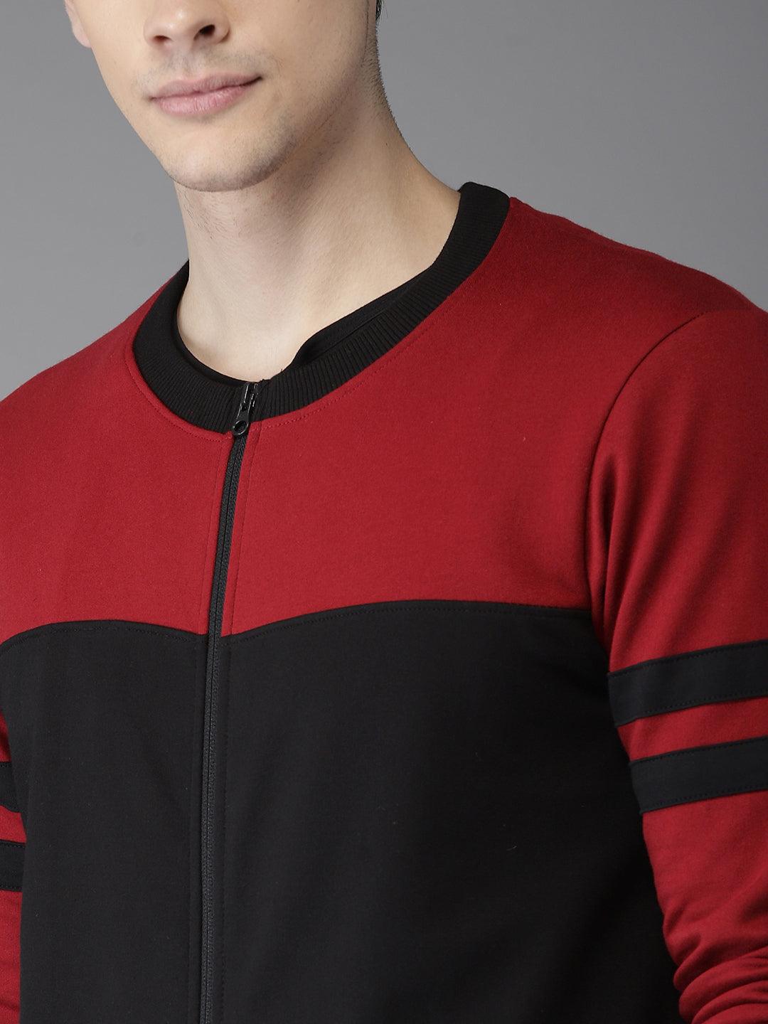 Red Black Striped sleeves Cardigan Veirdo