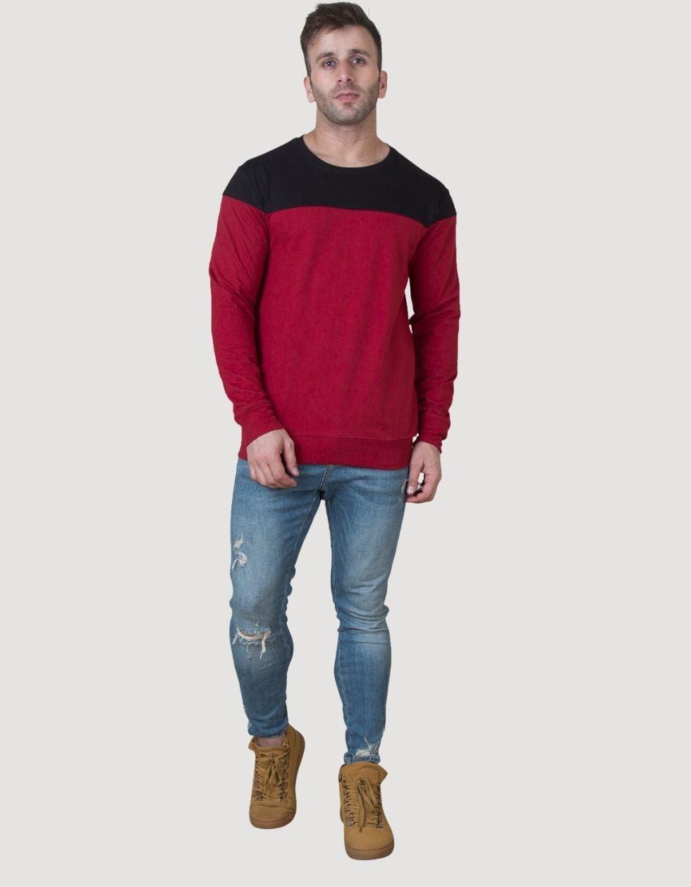 Relaxed Fit: Dropped Shoulder Maroon Sweatshirt Veirdo