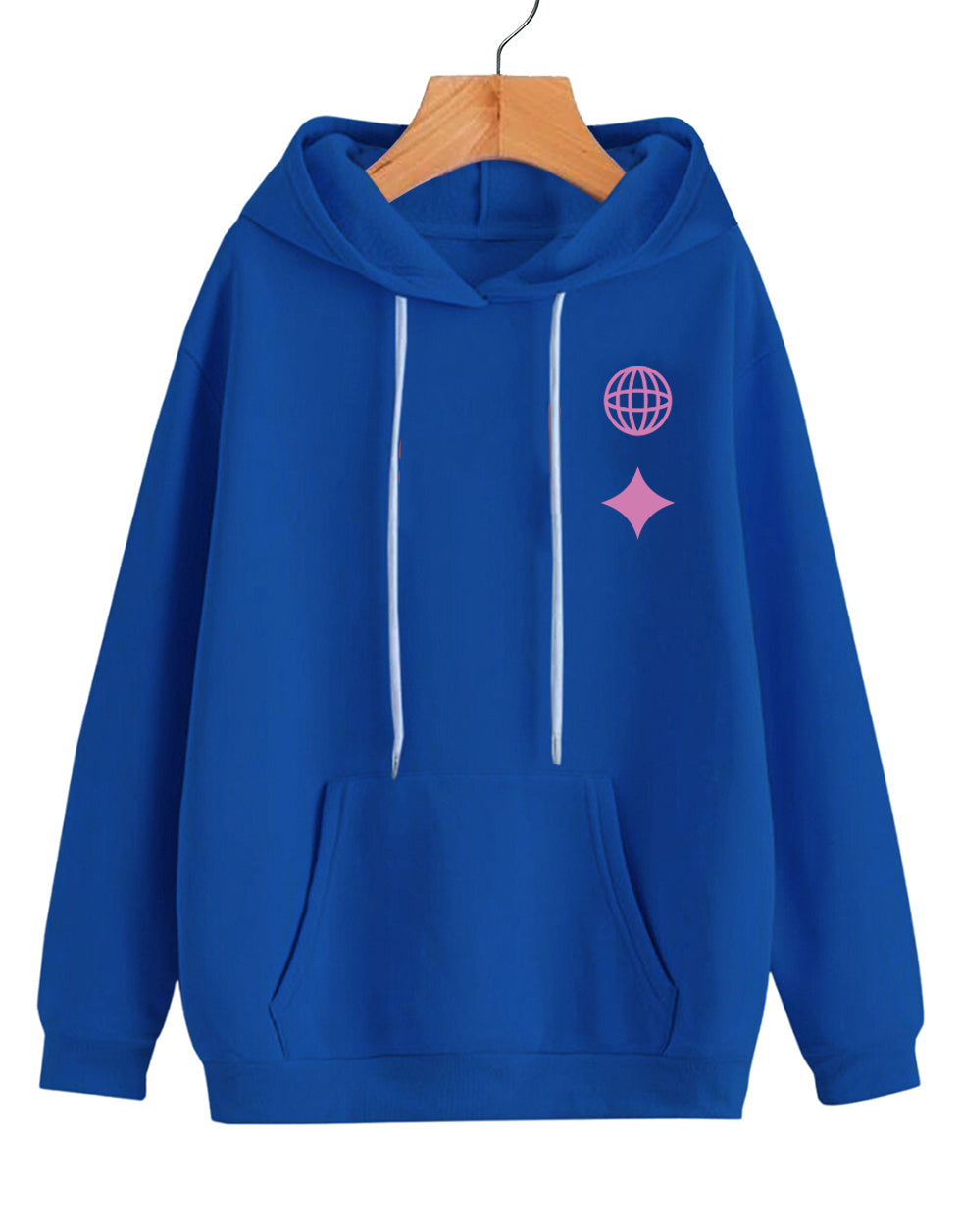Royal Blue Men's Printed Hoodie Veirdo