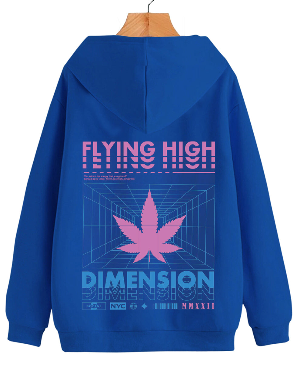 Royal Blue Men's Printed Hoodie Veirdo