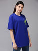 Royal Blue Printed Oversized T-Shirt Veirdo