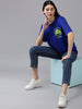 Royal Blue Printed Oversized T-Shirt Veirdo
