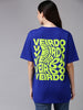 Royal Blue Printed Oversized T-Shirt Veirdo