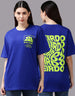 Royal Blue Printed Oversized T-Shirt Veirdo