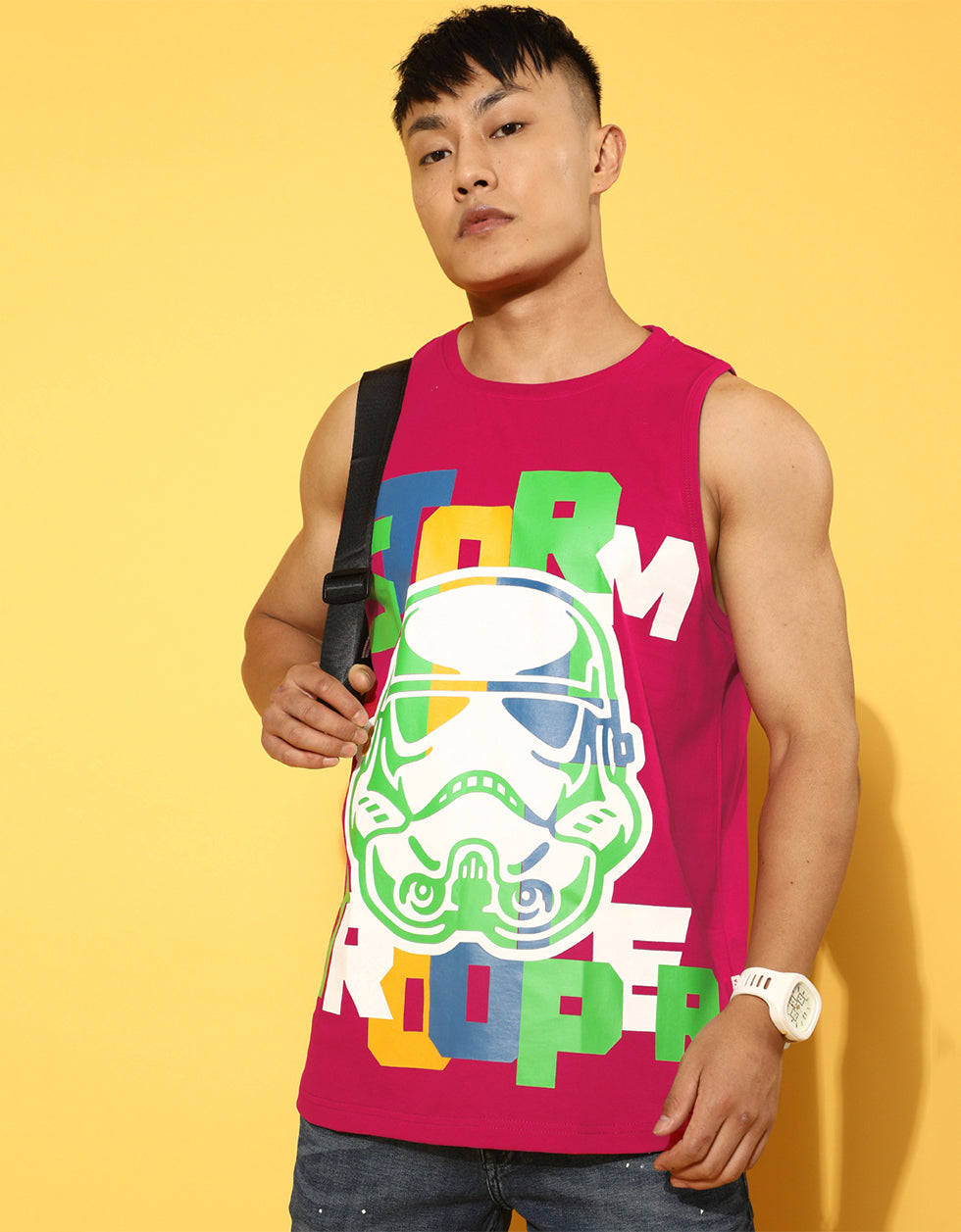 Stroom Tropper Graphic Printed Viva Magenta Vest - Original Starwars Tee Veirdo