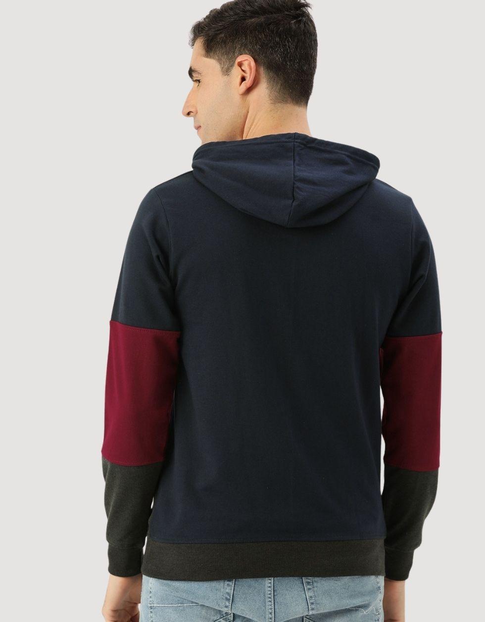 Tri-Tone Trend: Men's Color Blocked Hoodie Veirdo