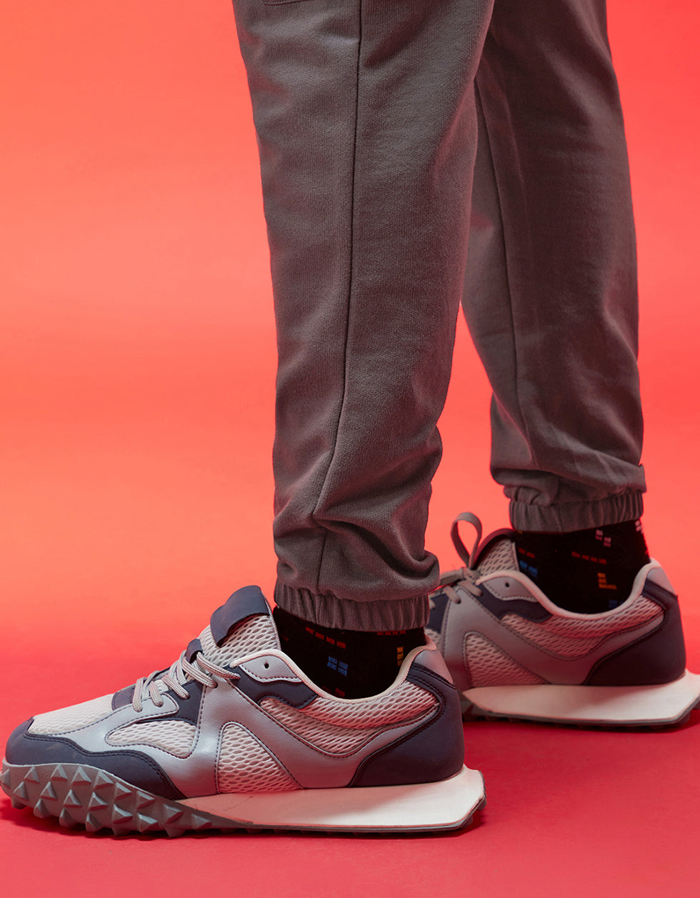 Charcoal Grey Solid Baggy Fit Cargo Joggers