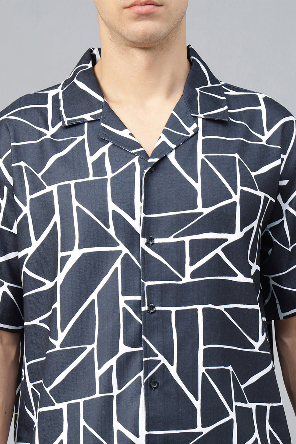 Black Camp Collar Printed Oversized Exclusive Shirt